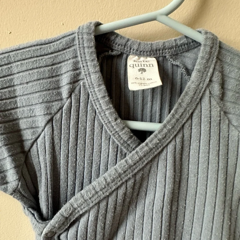 Kate Quinn - Ribbed Wrap Style Short Sleeve Onsie. Blue - Size 6-12m - Picture 3 of 3